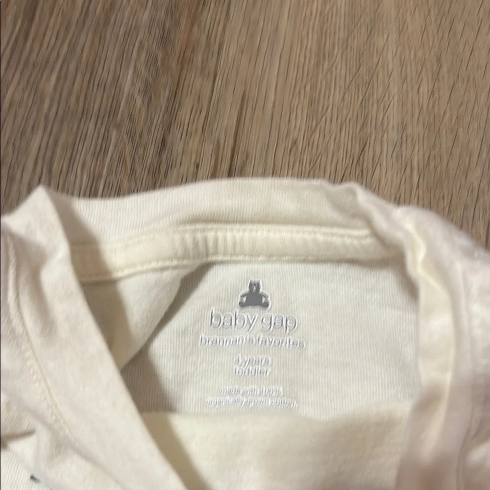 GAP Cream and Blue Long Sleeve Tee with Deer Print